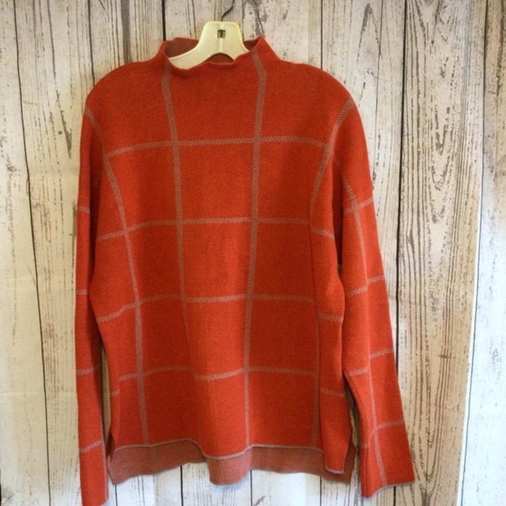 Max Studio Fall Rust Pattern Pull On Stylish Warm Sweater Size XL